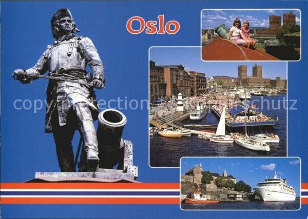Oslo Norwegen Statuen av Tordenskjold Havne Passagier