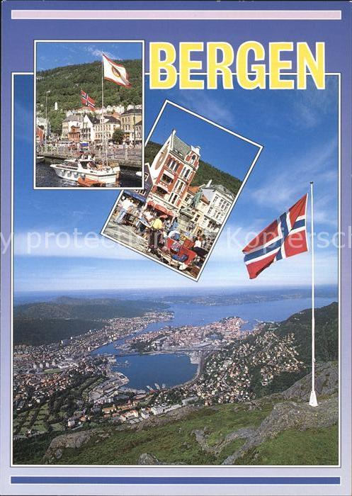 Bergen Norwegen Hafen Markt Panorama