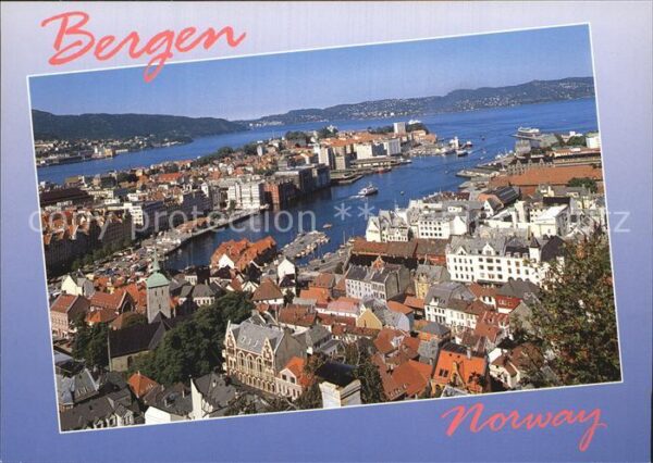 Bergen Norwegen Panorama Blick über den Hafen