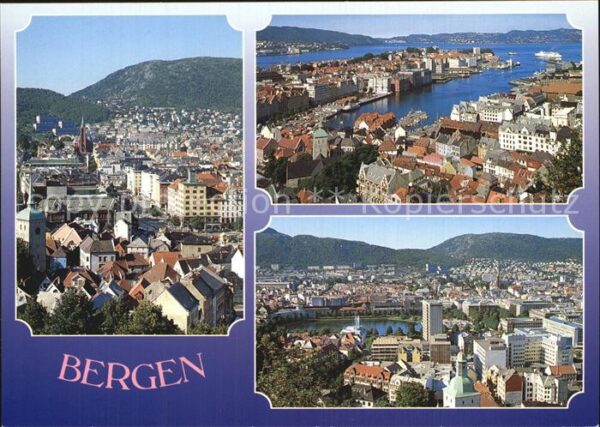 Bergen Norwegen Teilansichten Blick über den Hafen