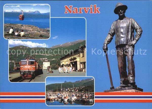 Narvik Bergbahn Bahnhof Eisenbahn Statue Denkm