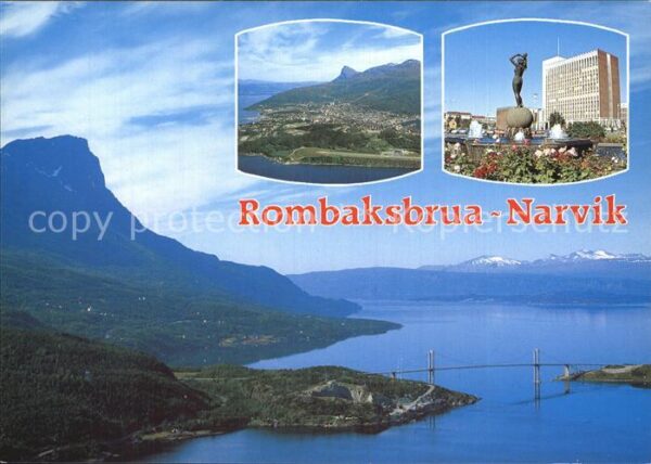 Narvik Rombaksbrua Hängebrücke Fliegeraufnahme