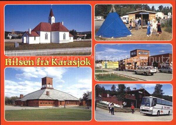 Karasjok Kirche Camping Souvenirs Gaststätte Bus