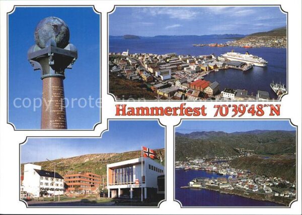 Hammerfest Meridianstein Panorama Blick über den H