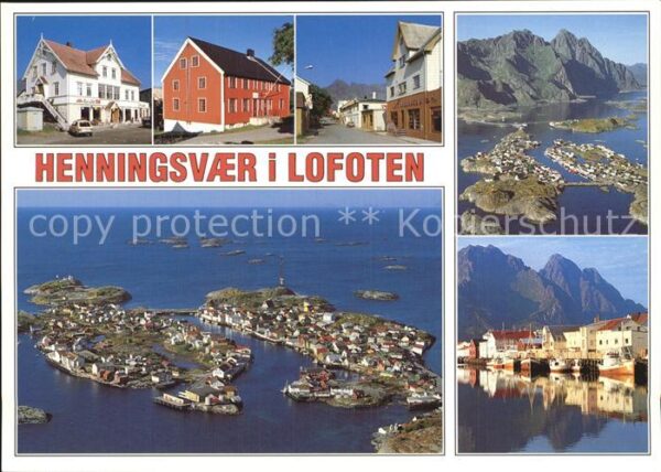 Henningsvaer Ortsmotive Hafen Fliegeraufnahme