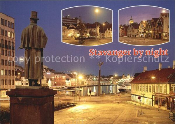 Stavanger by night Monument Statue Innenstadt Nac