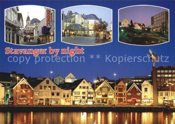 Stavanger Ortsmotive bei Nacht