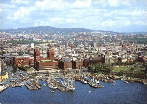 Oslo Norwegen Radhuset Havna City Hall Harbour aerial