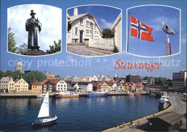 Stavanger Denkmal Statue Flagge Uferstrasse Hafen