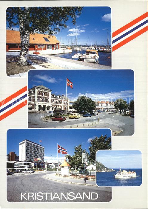 Kristiansand Hafen Strassenpartie Flagge Passagiersc