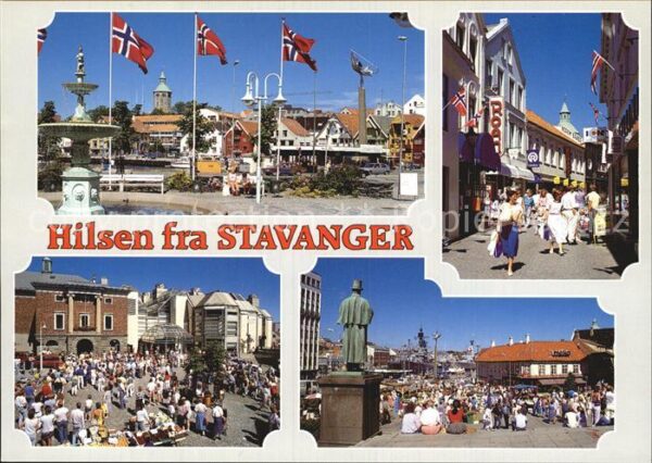 Stavanger Platz Brunnen Flaggen Fussgängerzone De