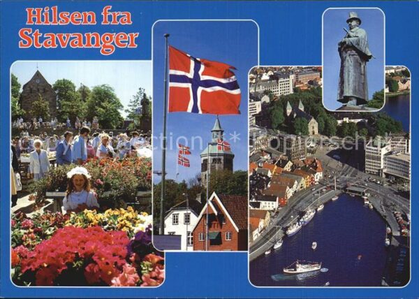Stavanger Markt Flagge Denkmal Statue Hafen Flieg