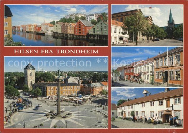 Trondheim Häuserpartie am Wasser Platz Denkmal Ki
