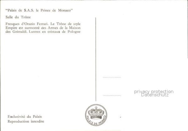 Monaco Palais de SAS Salon du Trone Fresques – Bild 2