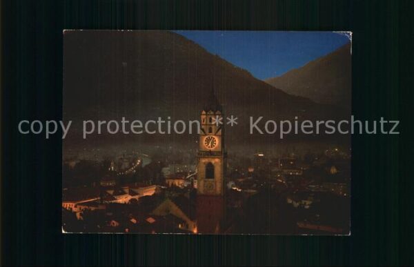 Meran Merano di notte Chiesa Kirche Nachtaufnahme