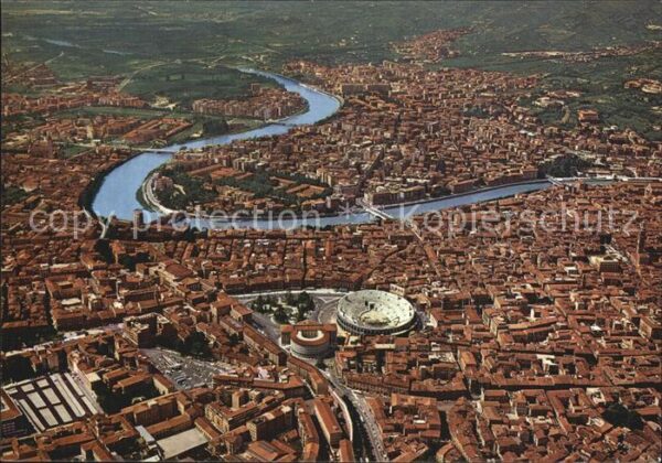 Verona Veneto Stadtzentrum Fliegeraufnahme