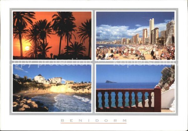 Benidorm Sonnenuntergang unter Palmen Strand Hot