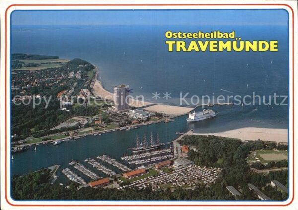Travemuende Ostseebad Hafen Fähre Strand Fliegeraufnahme