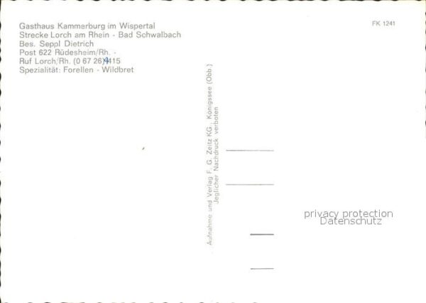 Ruedesheim Rhein Gasthaus Kammerburg im Wispertal – Bild 2