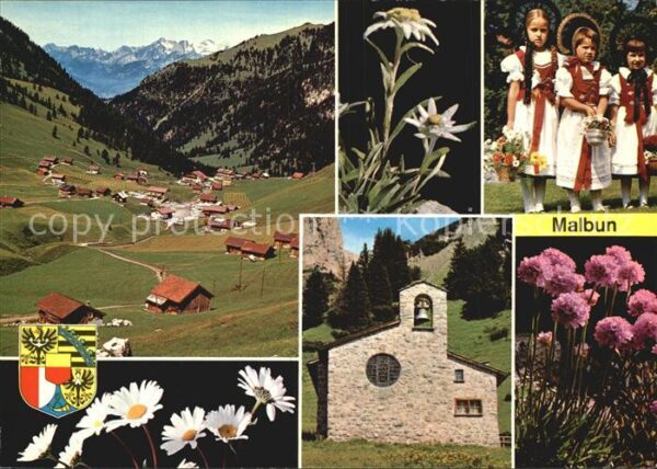 Malbun Panorama Edelweiss Kapelle Blumen Kinde