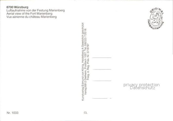 Wuerzburg Luftaufnahme Festung Marienberg – Bild 2