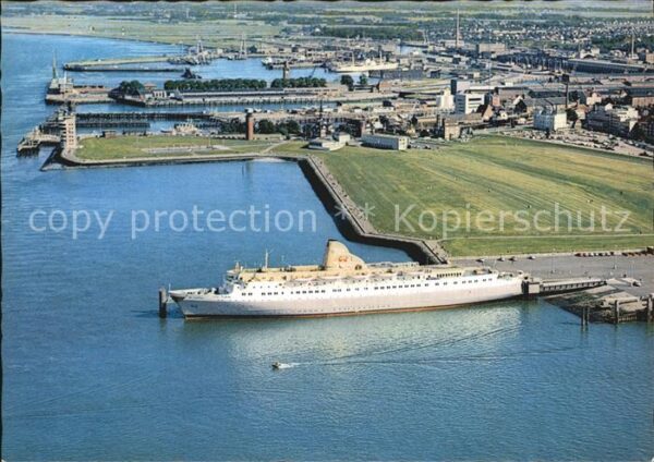 Cuxhaven Nordseebad Luftaufnahme Fährhafen MS Jupiter