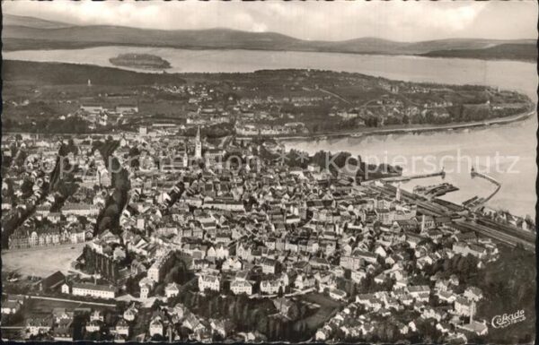 Konstanz Bodensee Blick von der Schweiz Luftaufnahme