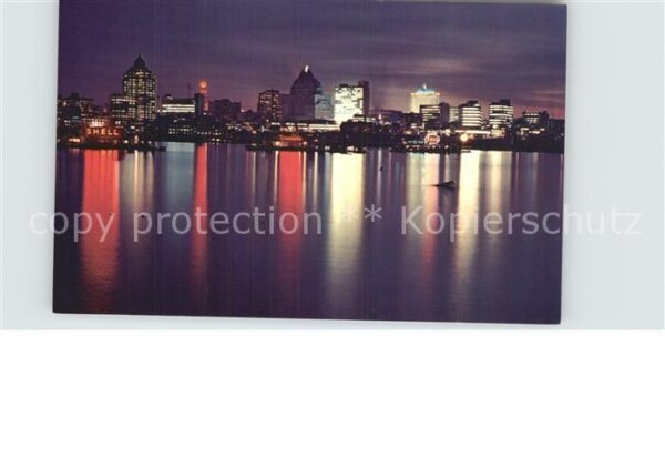 Vancouver British Columbia Skyling at night as seen from Stanley P