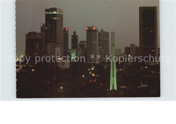 Singapore Night view of waterfront Skyscrapers Of