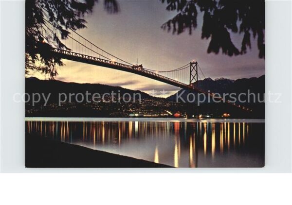 Vancouver British Columbia Lions Gate Bridge at dusk