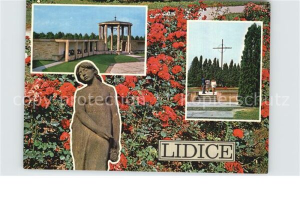 Lidice Park Mahnmal Massengrab Rosenbeet Skulp