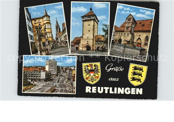 Reutlingen BW Teilansichten Altstadt Turm Brunnen Hoc