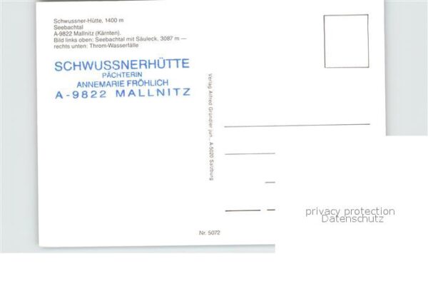 Mallnitz Kaernten Schwussnerhütte Seebachtal Throm Wasser – Bild 2