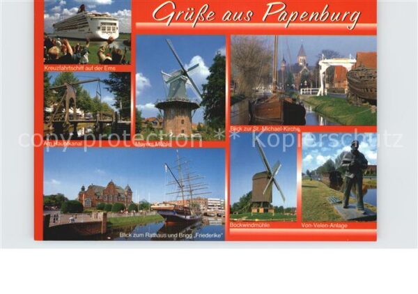 Papenburg Ems Kreuzfahrtschiff Ems Kanal Brücke Windm