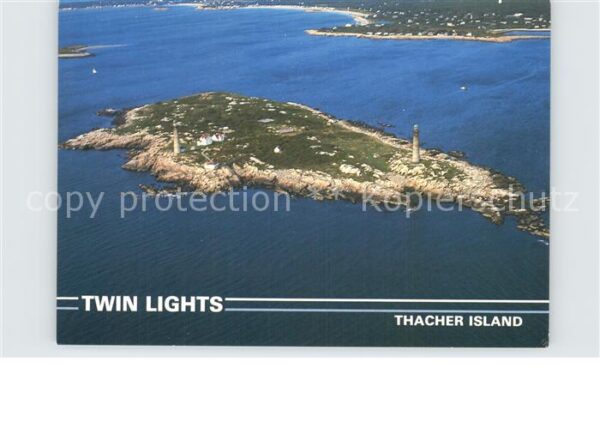 Thacher Island Twin Lights looking toward Cape Ann aer