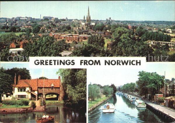 Norwich UK Gesamtansicht Kanal Altes Seehaus