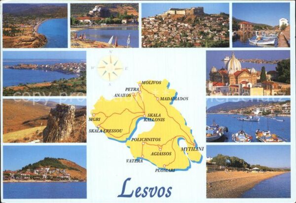 Lesbos Strand Kirche Panorama Hafenansichten