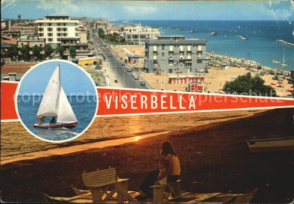 Viserbella di Rimini Panorama Strand Segeln Sonnenuntergang