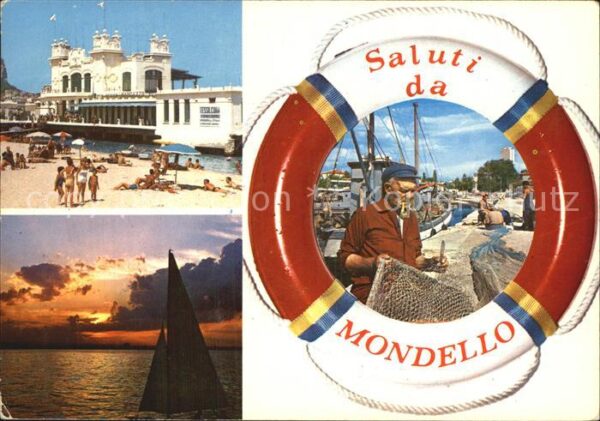 Mondello Hafen Fischer Strand Segelboot Abendsti