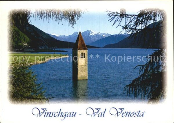 Curon Venosta Campanile del paese vecchio Kirchturm S