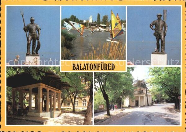 Balatonfuered Denkmal Statue Pavillon Windsurfen am P