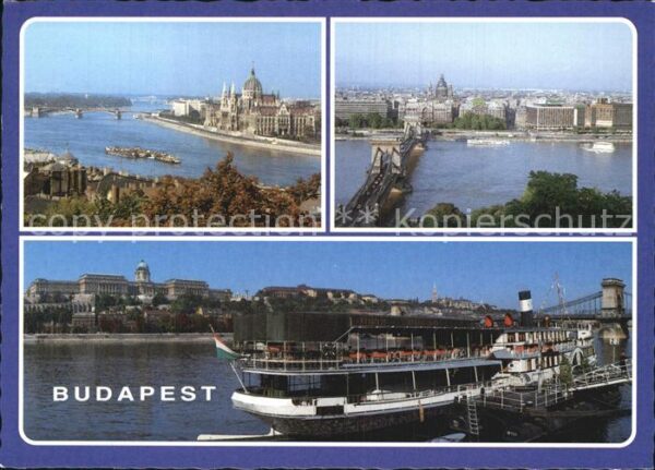 Budapest Blick über die Donau Kettenbrücke Dampf