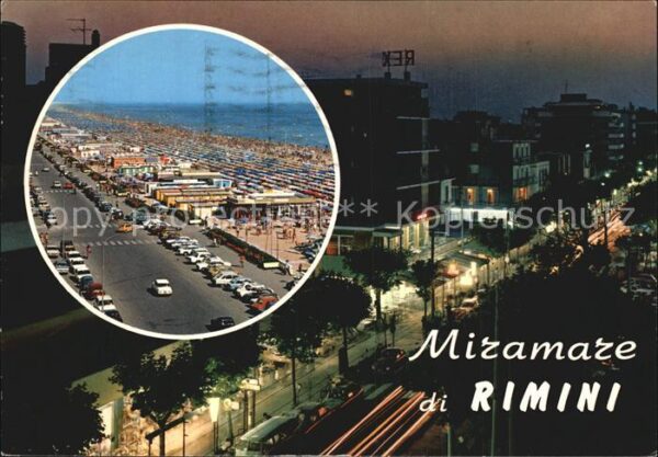 Miramare di Rimini  Uferstrasse Strand Nachtaufnahme