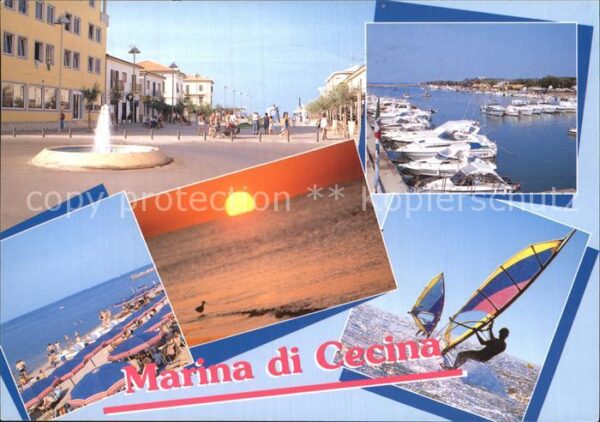 Marina di Cecina Promenade Hafen Strand Windsurfen Sonne