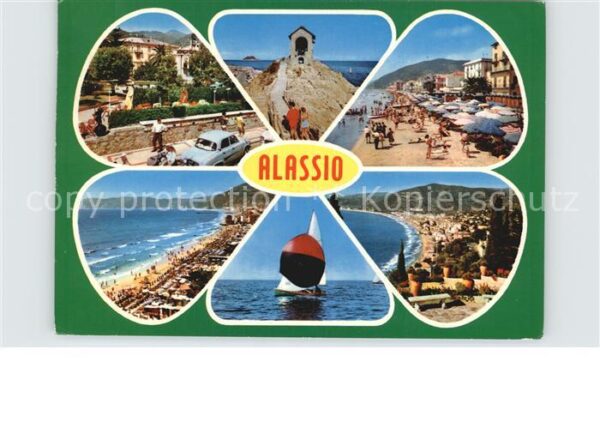 ALASSIO Savona Liguria IT Strand Promenade Kapelle Segeln