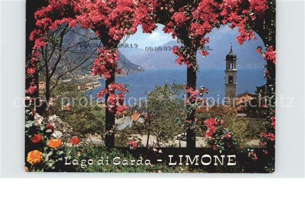 Limone sul Garda Blumenranken Durchblick zum Gardasee Ki