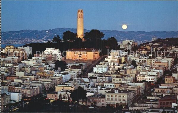 San Francisco California Colt Tower in moonlit