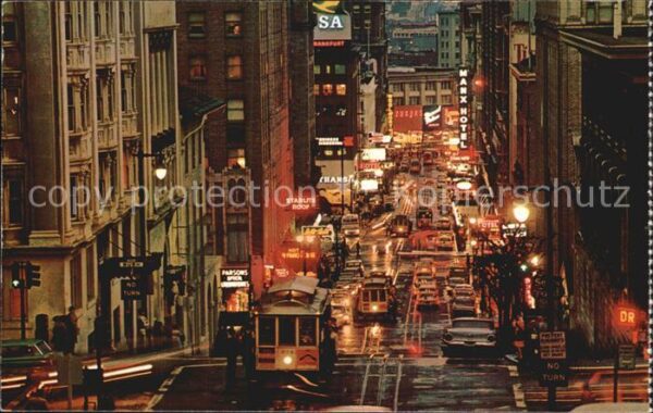 San Francisco California Busy Cable Cars Powell-Street Hill
