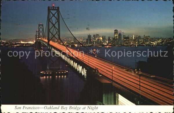 San Francisco California Oakland Bay Bridge at Night