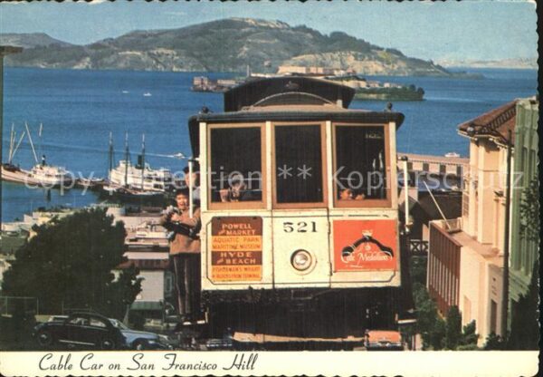 San Francisco California Cable Car Hill Hyde Street Alcatraz